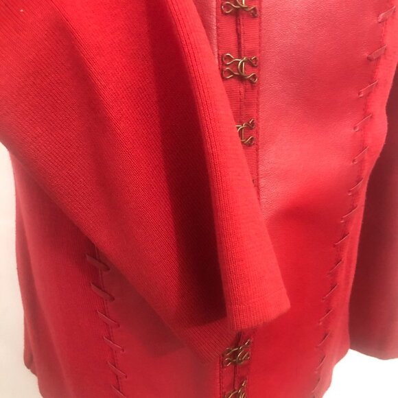 Womens Red Leather Jacket. Nygard Petites. Size M(10-12) . - Picture 4 of 9